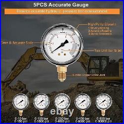 Hydraulic Pressure Test Kit 5 Gauges 5 Test Hoses 13 Couplings 14 Tee Connectors