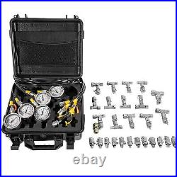 Hydraulic Pressure Test Kit 5 Gauges 5 Test Hoses 13 Couplings 14 Tee Connectors