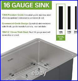 Hykolity Kitchen Sink 33 x 19 x 10 inch Undermount Stailess Steel 16 Gauge