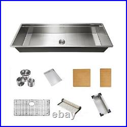 KBFmore 16 Gauge 58 Inch Single Bowl Workstation Kitchen Sink Stainless Steel