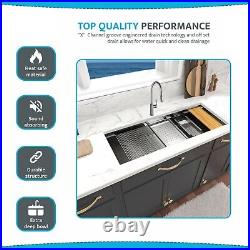 KBFmore 16 Gauge 58 Inch Single Bowl Workstation Kitchen Sink Stainless Steel