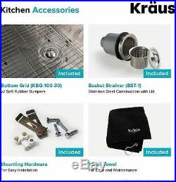 KRAUS 30 Inch Undermount Kitchen Sink Single Bowl Stainless Steel 16 Gauge
