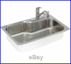 Kitchen Sink 33 Inch 18 Gauge Drop In Stainless Steel Single Bowl 4 Hole Faucet