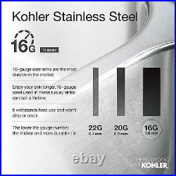 Kohler K-3671-NA 8 Degree 18 Single Basin 16 Gauge Stainless Steel Bar