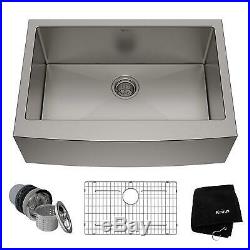 Kraus 30 inch Farmhouse Apron Single Bowl Kitchen Sink 16 gauge Stainless Steel