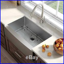 Kraus 30 inch Farmhouse Apron Single Bowl Kitchen Sink 16 gauge Stainless Steel