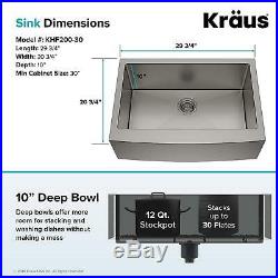 Kraus 30 inch Farmhouse Apron Single Bowl Kitchen Sink 16 gauge Stainless Steel