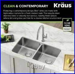 Kraus 33 Undermount 16 Gauge Stainless Steel 50/50 Double Bowl Kitchen Sink