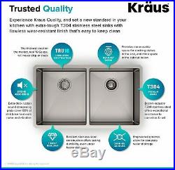 Kraus 33 inch Undermount Kitchen Sink 50/50 Double Bowl Stainless Steel 16 Gauge