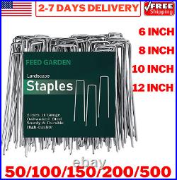 Landscape Staples 6/8/10/12 Inches 11 Gauge Galvanized Garden Stakes Fabric SOD