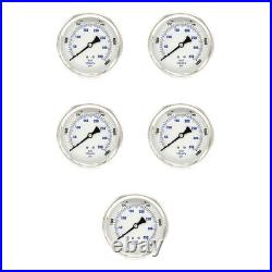 Liquid Filled Back Mount Pressure Gauge with 4 Dial, 0-5000 PSI, 1/4 Male NPT