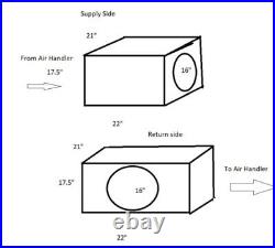 Lot(2)DUCT PLENUM 17.5 X 21 X 22 LONG With2-16 collars GALVANIZED STEEL 26 GAUG