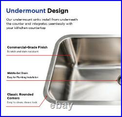Luxury 16 Gauge Undermount Stainless Steel Kitchen Sink, Strainer, Grid- 30 inch