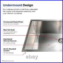 Luxury Thick 16 Gauge Undermount Stainless Steel Kitchen Sink 32 inch 60/40