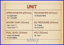 MOTOR METER RACING Classic 6 Gauge Set GPS Electrical Speedometer KMH °C BAR