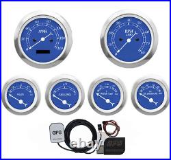 MOTOR METER RACING Classic 6 Gauge Set GPS Electrical Speedometer MPH °F PSI