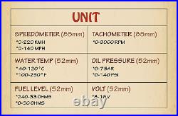 MOTOR METER RACING Classic 6 Gauge Set GPS Electrical Speedometer MPH °F PSI