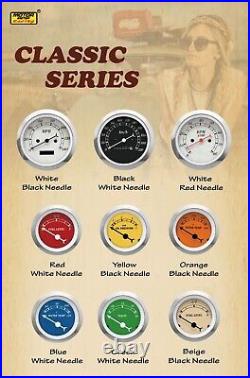 MOTOR METER RACING Classic Beige 6 Gauge Set Mechanical Speedometer KMH °C BAR