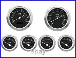 MOTOR METER RACING Classic Black 6 Gauge Set Electrical Speedometer MPH °F PSI