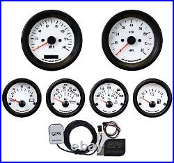 MOTOR METER RACING VD 6 Gauge Set GPS Speedometer MPH °F PSI White LED 85mm 52mm