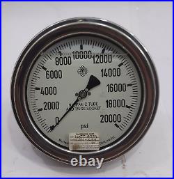 McDaniel S23025-06-CLT 0-20000 psi Oil Filled Pressure Gauge Stainless Steel 20K