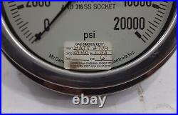 McDaniel S23025-06-CLT 0-20000 psi Oil Filled Pressure Gauge Stainless Steel 20K