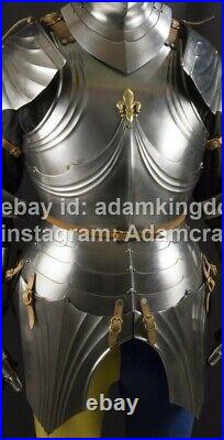 Medieval 16 Gauge Steel Gothic Cuirass XV Ct Knight Breastplate Armor