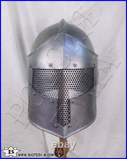 Medieval 18 gauge Bascinet helmet Larp Knight Helmet Armor Helmet Halloween