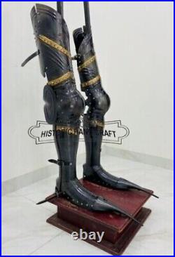 Medieval Armor Gothic Full Leg Guard with Armor Shoes Costume 18 Gauge Steel