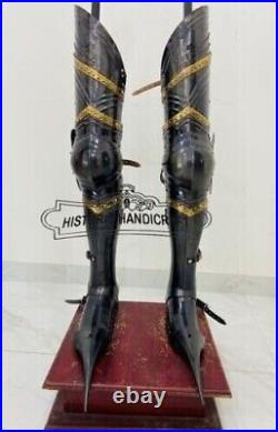 Medieval Armor Gothic Full Leg Guard with Armor Shoes Costume 18 Gauge Steel