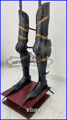 Medieval Armor Gothic Full Leg Guard with Armor Shoes Costume 18 Gauge Steel