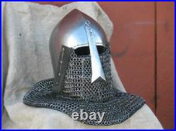 Medieval Armor Helmet SCA LARP Bascinet Hounskull 16 Gage Chain mail Helmet