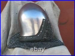 Medieval Armor Helmet SCA LARP Bascinet Hounskull 16 Gage Chain mail Helmet