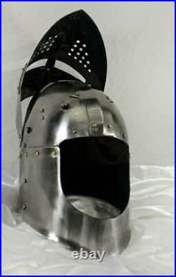 Medieval Bascinet Helmet SCA Jousting Helmet Knight Armor LARP 18 Gauge Steel