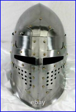 Medieval Bascinet Helmet SCA Jousting Helmet Knight Armor LARP 18 Gauge Steel