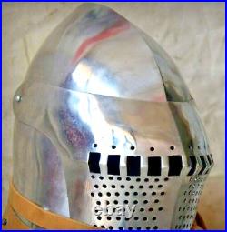 Medieval Bassinet Helmet 16 Gauge Steel Type Armor Larp sca helmet with Padding