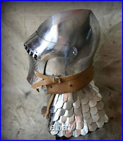 Medieval Bassinet Helmet 16 Gauge Steel Type Armor Larp sca helmet with Padding