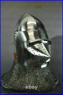 Medieval Custom SCA 18 Gauge Steel Pig Face Bascinet Helmet x-mas gift item