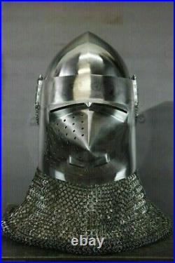 Medieval Custom SCA 18 Gauge Steel Pig Face Bascinet Helmet x-mas gift item