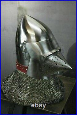 Medieval Custom SCA 18 Gauge Steel Pig Face Bascinet Helmet x-mas gift item