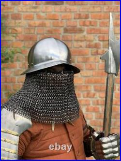 Medieval Kattle Hat Chain Mail Helmet 16 Gage Steel Spanish Helmet Gift Item