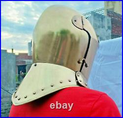 Medieval Knight Armor Helmet Brass Plating Knights Closed helmet 18 Gauge Steel