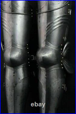 Medieval Knight Hammered 18 Gauge Steel Gothic Leg Set Armor LARP Costume