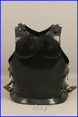 Medieval Knight Roman Black Muscle 18 Gauge Steel Jacket Cuirass Breastplate new