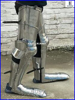 Medieval LARP Armor Leg Guard 18 Gauge Steel SCA Full Leg Armor with Greaves