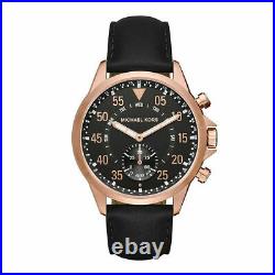 Michael Kors Gage Mkt4007 Black Leather Rose Gold Steel Hybrid Smartwatch