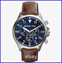 Michael Kors Men's Gage MK8362 Chronograph Stainless Steel Brown Leather Strap