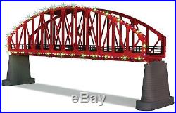 Mth 40-1115 Red Steel Arch Bridge With Led Christmas Lights O Gauge