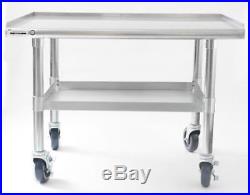 NAKS 48x27 16 Gauge Stainless Steel Equipment Stand with Undershelf and Casters