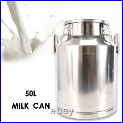 NEW 50L 13.25Gallon Stainless Steel Milk Can Heavy Gauge 380mm/15'' Tote Jug USA